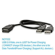 Electop USB 2.0 A Female To 2 Dual USB Male Jack Y Splitter Charger Cable