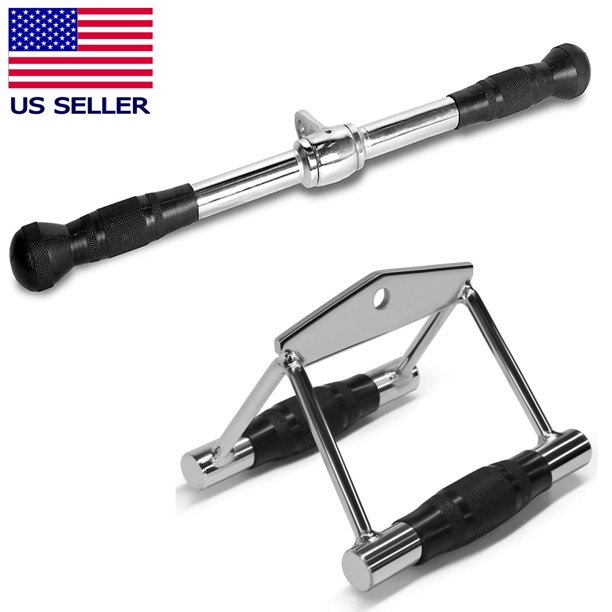 Fitness Maniac Tricep Bar Pull Down Double D Rubber Grips Press Cable