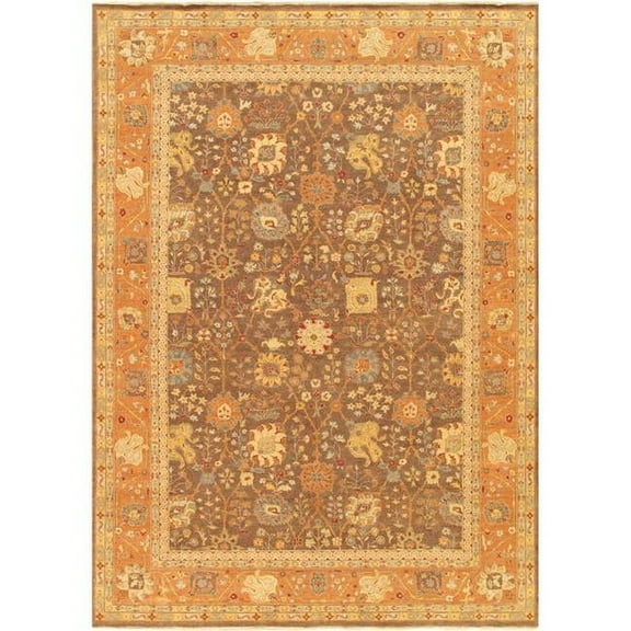 Pasargad Home Baku Collection Hand-Knotted Wool Brown Area Rug  9'10" X 13' 8"