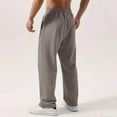 thumbnail image 4 of Dresfit Men's Big and Tall Pants Wide Leg Sweatpants Spring Drawstring Straight Leg Athletic Sweat Pants Breathable Loose Solid Yoga Pant with Pockets Light Brown M, 4 of 4