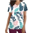 thumbnail image 1 of Haut de Travail à Manches Courtes Col en V Imprimé pour Femmes, Tissu Polyester, Détail de Poche, Vert Menthe, Coupe Décontractée, Tenue de Printemps, 1 of 5