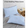 thumbnail image 3 of Blue White Stripe Pillow Covers Queen Size 2 Pack, Modern Minimalist Geometric Striped Soft Bed Throw Pillowcases Breathable Cooling Long Lumbar Body Pillow Sham Cover for Bed Sofa 20''x30'', 3 of 7