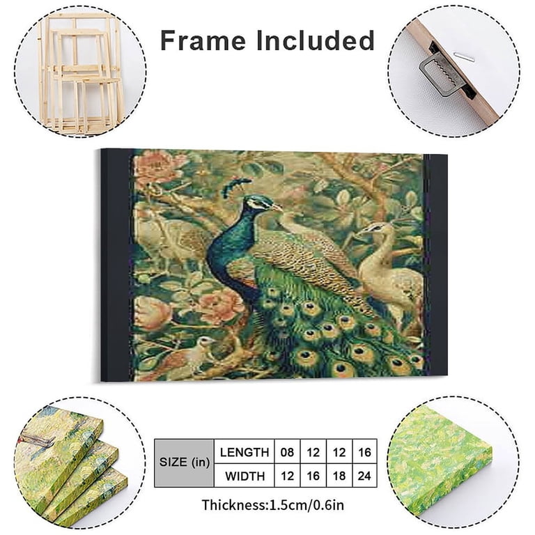 FCXZI Peacock In Flower Garden Wall Art, High-definition Printed