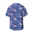 thumbnail image 6 of Lsque Flamingo print Men's Cuban Collar Short Sleeve Shirt Summer Beachwear Casual Button Down Fashionable Vacation Leisure Shirt-Medium, 6 of 7