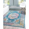 thumbnail image 2 of Unique Loom Charm High-Low Pile Modern Area Rug 8' x 10' Rectangle Teal/Ivory, 2 of 2