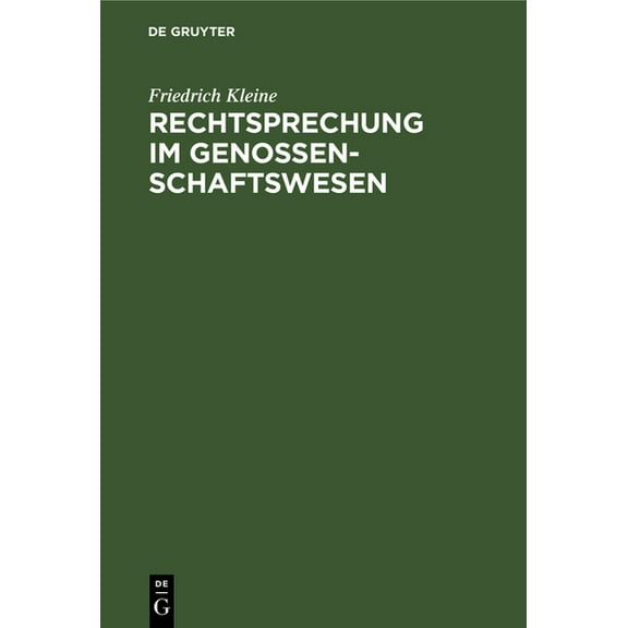 Rechtsprechung Im Genossenschaftswesen, (Hardcover)