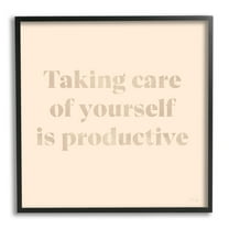 Stupell Industries Taking Care Of Yourself Comforting Motivational Phrase Framed Wall Art, 17 x 30, Design by Yass Naffas Designs