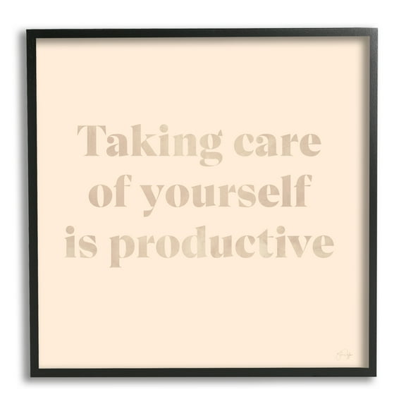 Stupell Industries Taking Care Of Yourself Comforting Motivational Phrase Framed Wall Art, 17 x 30, Design by Yass Naffas Designs