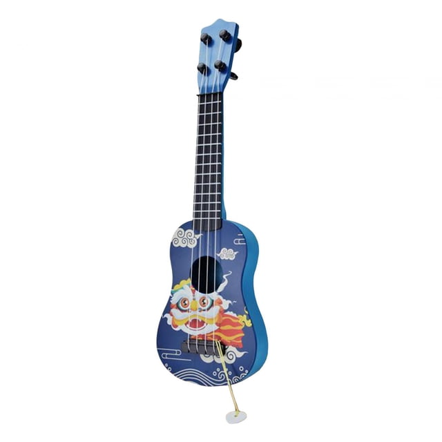 Musical Toy Ukulele 4 String Mini Guitar Classical Early Learning Ukulele Toy for Baby Beginner Learning Play Music Art Toys Educational Toy Dancing Lion Pattern