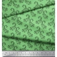 thumbnail image 2 of Soimoi Green Cotton Duck Fabric Black Sketch Floral & Paisley Print Fabric by Yard 42 Inch Wide, 2 of 3