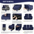thumbnail image 6 of Timeles Recliner Covers, Stretch Reclining Chair Covers, Recliner Sofa Slipcovers Stripe Jacquard Recliner Couch Covers Furniture Protector Covers for Pet Kid (3 Seater, Dark Blue), 6 of 7