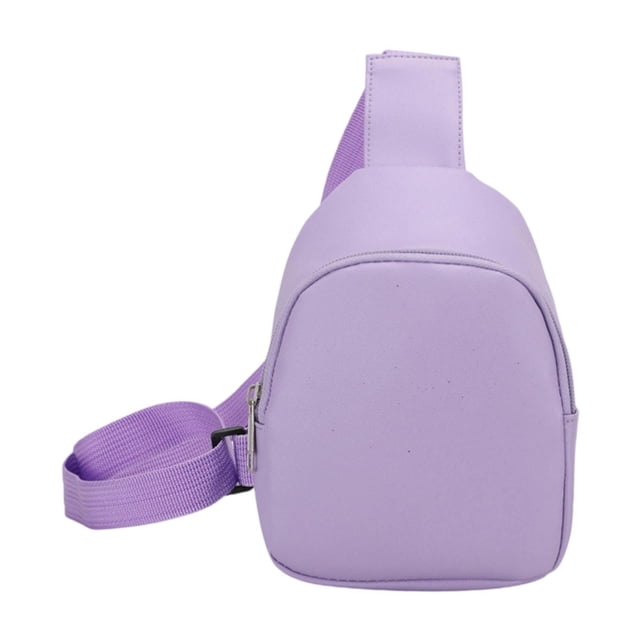 Bolso bandolera para niños, portátil, con correa ajustable, para camping, viajes, excursiones y escuela. Púrpura