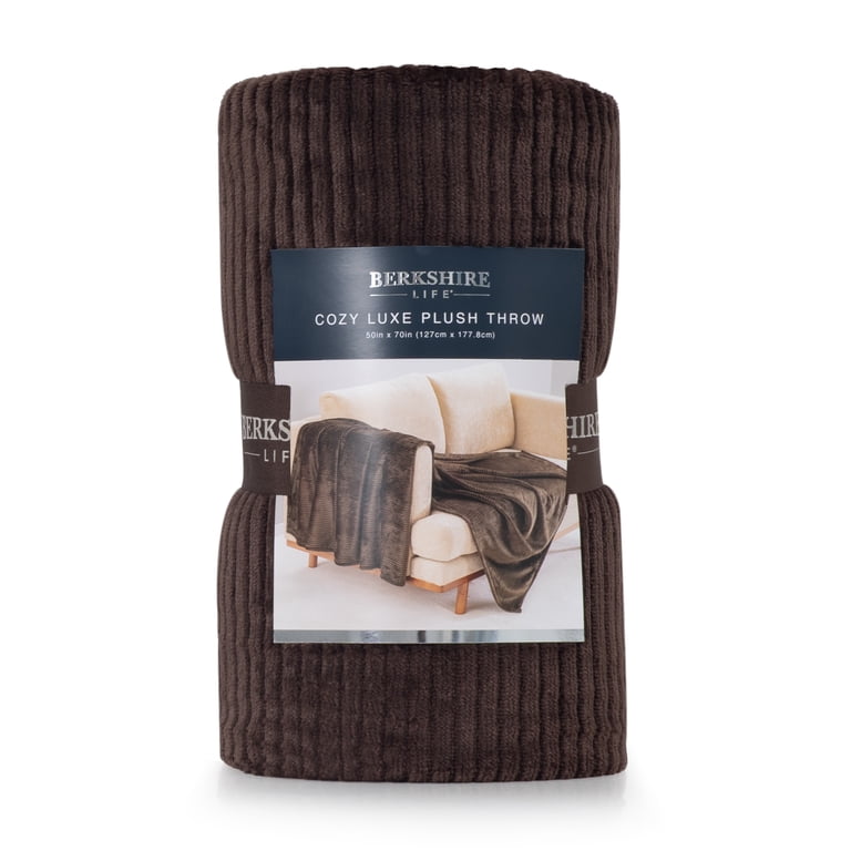 Berkshire Life Ribbed Velvet Plush Brown Throw Blanket photo 7