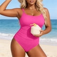 thumbnail image 4 of PMVFHDE One Piece Swimsuit Women Ribbed Casual Pleated Plus Size Monokini With Bathing Suit Design For Beach Pool, 4 of 5