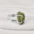 thumbnail image 2 of Natural Peridot Ring, Rough Peridot Gemstone Ring, August Birthstone, Hammered 2 Band, 925 Sterling Silver, Womens Ring, Christmas, Thanksgiving, Handmade, Statement Jewelry, Rough Gemstone Jewelry, 2 of 4
