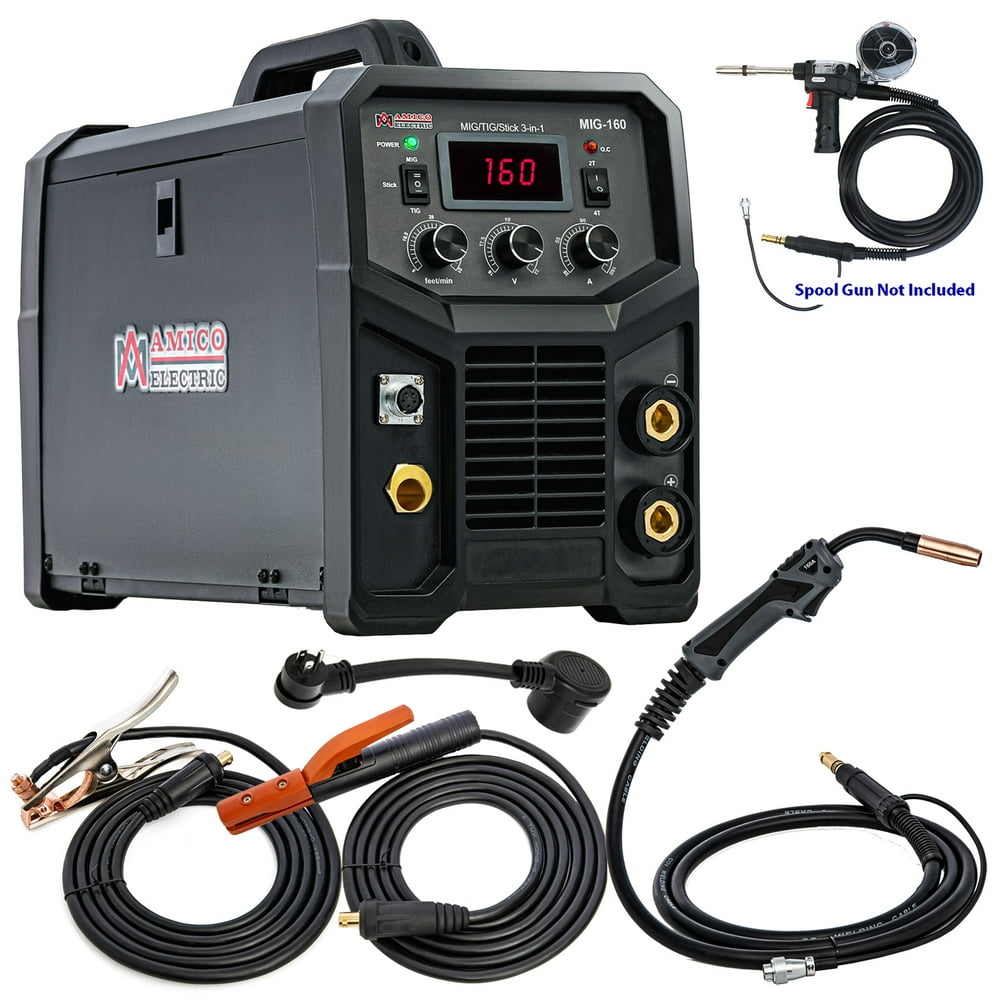 Amico MIG160, 160Amp MIG/MAG/Fluxcored/LiftTIG/Stick Arc DC Inverter Welder, 115/230V Dual