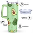 thumbnail image 3 of 40oz Kawaii Green Avocado Design Stainless Steel Flip Straw Tumbler Spill Proof Travel Cup Double Wall Vacuum Insulated Coffee Mug with Top Handle, 3 of 6