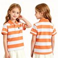 thumbnail image 2 of Boys School Uniform Polo Shirts Solid Color Quick Dry Short Sleeve Uniform Shirt Kids Summer Lightweight Comfy Athletic Clothes Saffron 100, 2 of 4