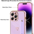 thumbnail image 3 of Compatible with iPhone 14 Pro Max Case for Women Girls,Soft TPU Cute Love Heart Plating Bumper Wristband Holder Bling Phone Case Slim Anti-Scratch Shockproof Luxury Case Cover(Elegant Purple), 3 of 14