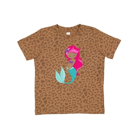 

Inktastic African American Mermaid Pink Hair Starfish Gift Toddler Toddler Girl T-Shirt