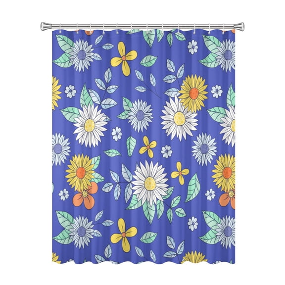 72x72 Inch Fabric Shower Curtain Waterproof Polyester, Daisy Floral Print
