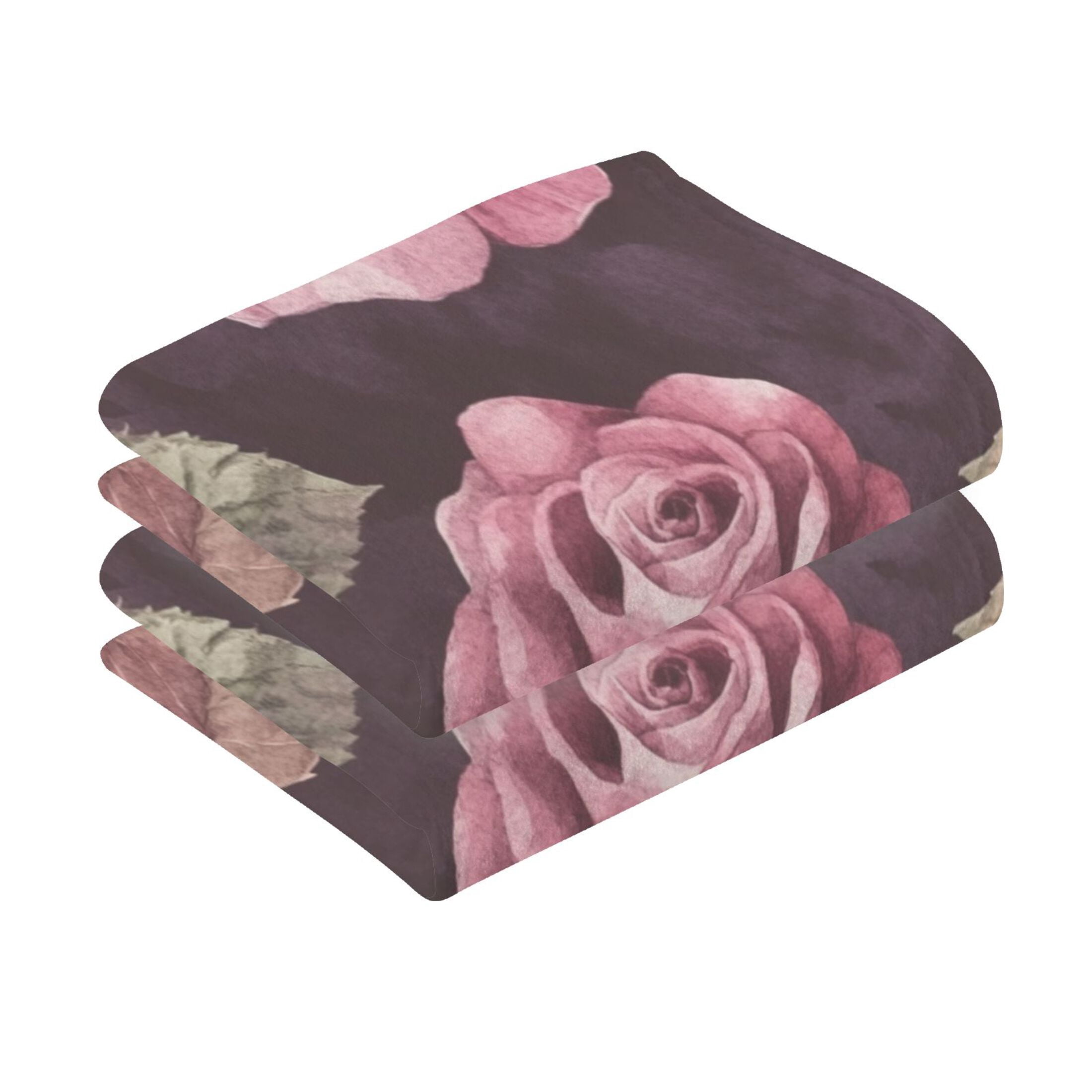 Cotton Towel Two-Piece 16x28 Inch One Sizex2 Face Towel Set Towel Set Cotton Hand Bath Towel Bathroom Beach Maroon Roses Seamless