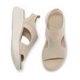 thumbnail image 6 of LOVZFMLL Women's Sandals Fashion Rhinestone Glitter Comfort Walking Hiking Wedge Sandals with Arch Support Summer Casual Outdoor Footwear Khaki 5, 6 of 9