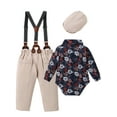 thumbnail image 2 of CARETOO Newborn Baby Boy Clothes Formal Long Sleeve Floral Dress Shirt Suspender Pants Tie Outfit, 2 of 15