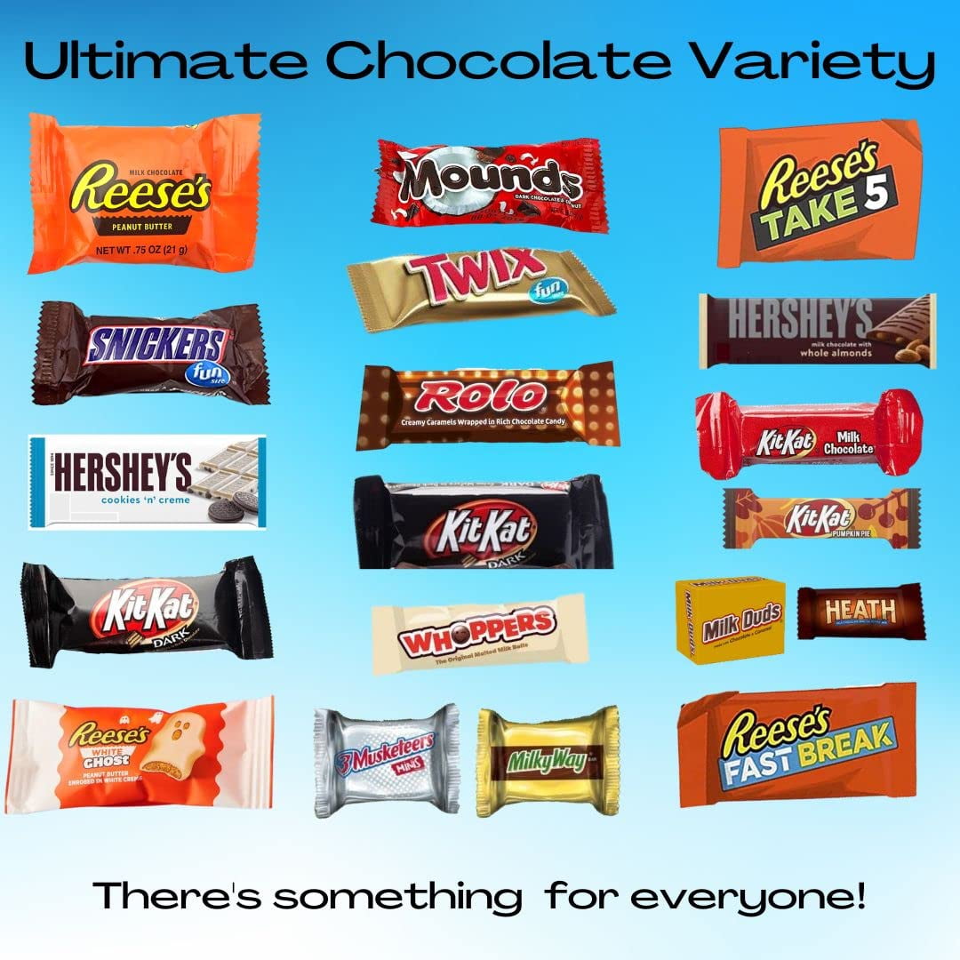 4LB Chocolate Candy Variety Mix Bag – Bulk Assortment of Individually Wrapped Favorites for Parties, Office, Holidays, Halloween, Gift Bags, Sharing & Candy Bowls – Milk Chocolate & Caramel Mix