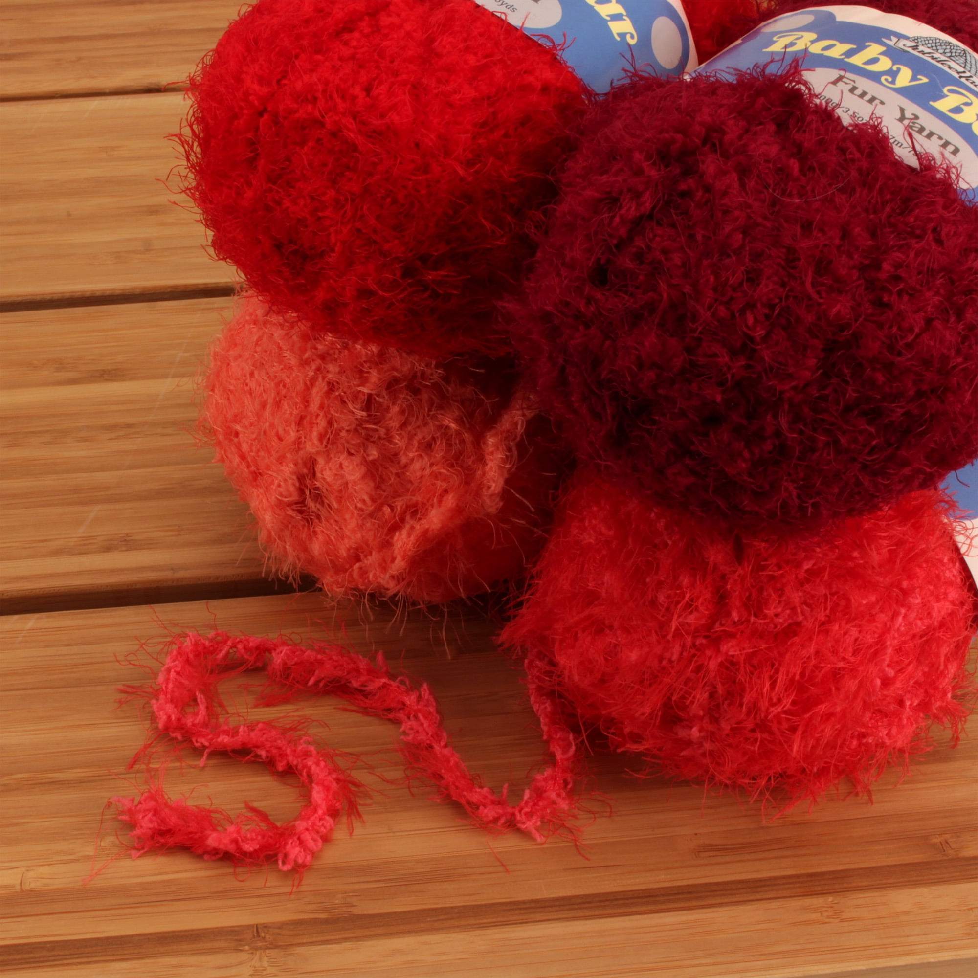 JubileeYarn Baby Bear Faux Fur Yarn - 100g/Skein Chunky Weight Polyester - Shades of Red - 4 Skeins