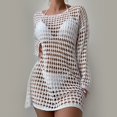 thumbnail image 5 of Conairie Swim Suit Coverup For Womens Long Sleeve Loose Crochet Knit Bathing Suits Cover Ups Summer Bikini Vacation Midi Dress Outfits White One Size, 5 of 9