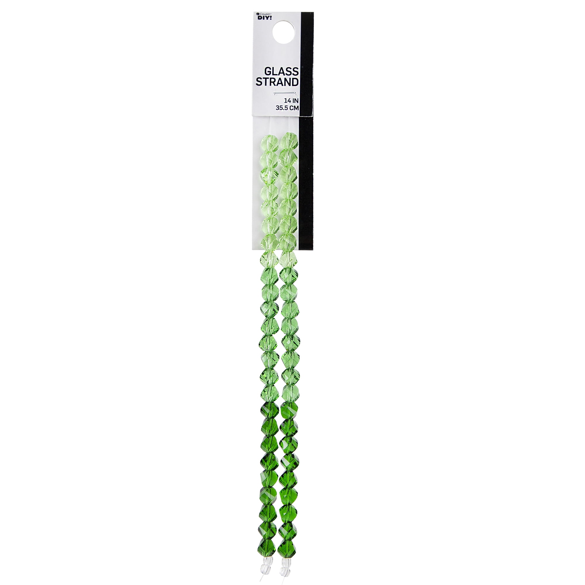 Cousin DIY 2-Strand Ombre Green Octahedron Glass Beads, 50 Piece, Adult