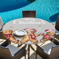 thumbnail image 6 of Gingerbread Grey Round Tablecloth, Fitted Table Cover with Elastic for 45"-54" Round Tables, Christmas Winter Snowflake Table Cloth Outdoor Indoor Dinning Party Waterproof Tablecloths, 6 of 7