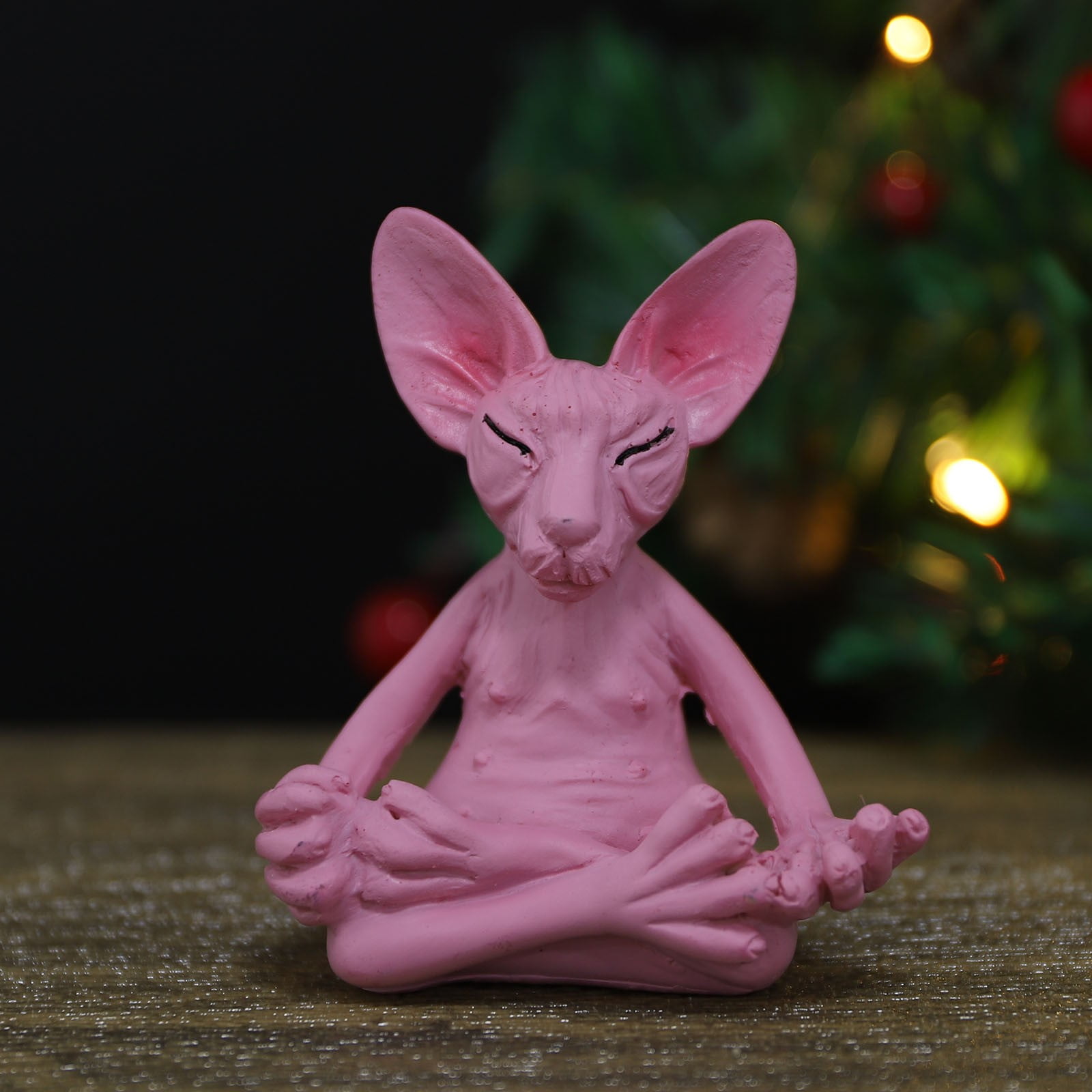 Meditating Thinking Cat Statue Sphynx Cat Meditation Statue Sphynx Hairless Cat for Home Office Decor Collectible Figurines Miniature Decor A 