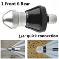 thumbnail image 3 of 1 Front 6 Rear 1/4" Pressure Washer Drain Cleaning Jetter Pipe Dredge Nozzle, 3 of 9