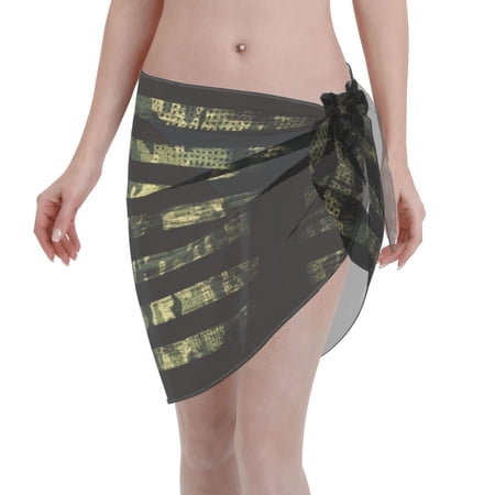 Coaee American Flag Camo Women s Short Sarongs Beach Wrap Sheer Bikini Wraps Chiffon Cover Ups for Beach  Swimming  Holiday