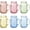 Colorful, variant on Mason Jar Drinking Glasses with Handle, 6 Pack, 16 Oz Embossed Mason Jar Cups for Iced Coffee, Juice, and