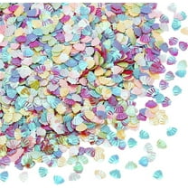 6000Pcs Party Glitter Confetti Bulk Table Confetti Plastic Colorful Shell Shapes Iridescent Metallic Glitters Foil Sequin Scatter for Birthday Wedding Decoration DIY Accessories