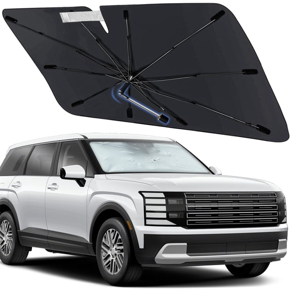 Windshield Sun Shade Umbrella for Hyundai Palisade 2019-2026, Foldable Car Sunshade for Front Window with 360° Rotating Shaft, Custom-Fit Parasol para Carro for UV Blocking & Heat Reduction