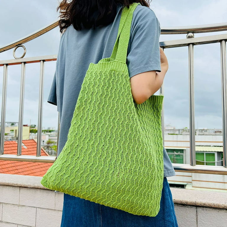 Crochet Tote Bag Aesthetic Y2K Underarm Bag Grunge Fairycore Knit  Strawberry Shoulder Handbags Purse Accessories for Women