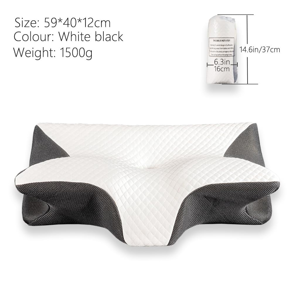Airway Pro Sleep Apnea Pillow, Airway Pro Cervical Pillow, Neck-Elevation Designtm, Pillows for Neck Pain Relief, Neck Support Pillows for Sleeping, For Back, Side, Or Stomach Sleeping (Black)