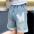 thumbnail image 6 of Gelikeya Girls Cute Bow Jean Shorts Summer Ripped Loose Bermuda Denim Short Pants High Ripped Casual Elastic Waist Y2K Z03 Blue, 10-11 Years, 6 of 8