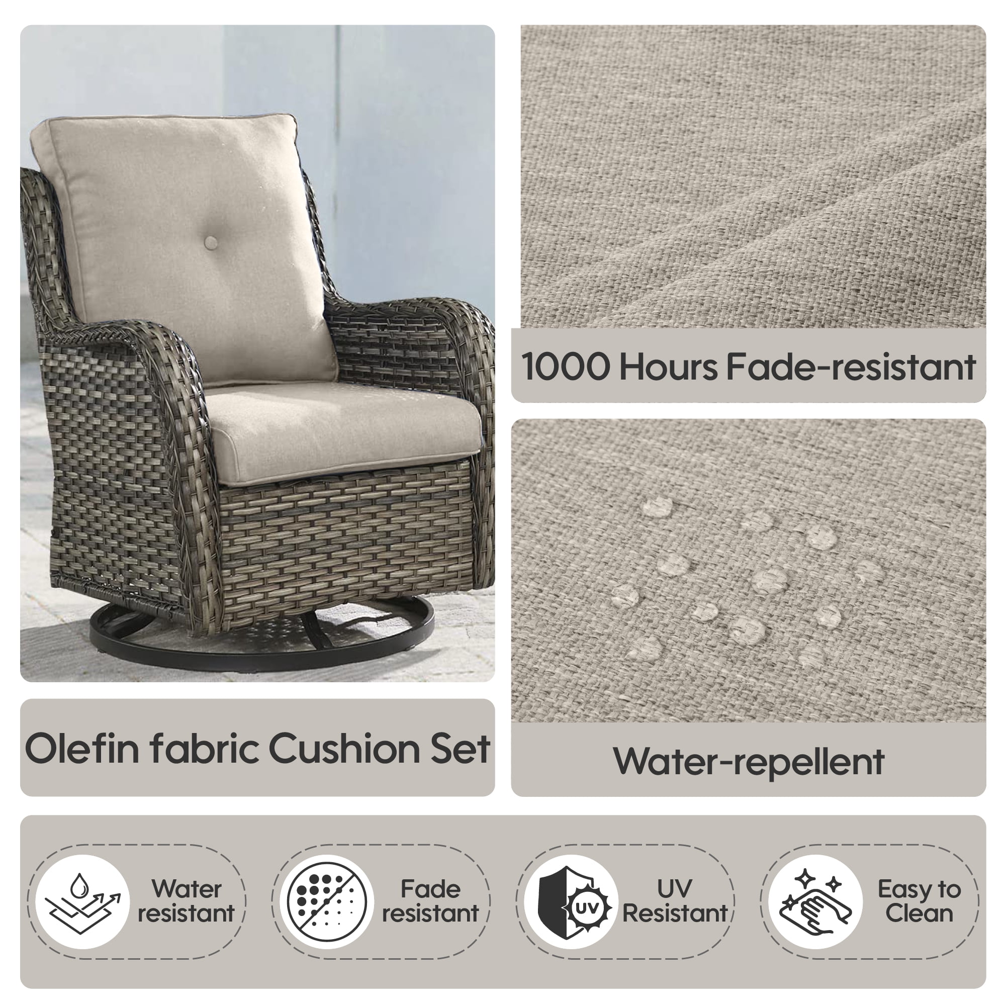 Only choice Patio Chair Cushion Deep Seat Patio Chair Cushion 22 x 24 x 4 Inch Set of 2,Outside High Back  Cushion for Outdoor Glider Rocking Chairs Loveseat Couch (BeigeBrown)