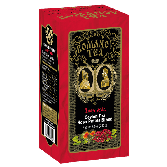 Romanov Tea | ANASTASIA | 100% Pure | Ceylon black Tea | Leaf tea | with Safflower and Rose petals | 250g