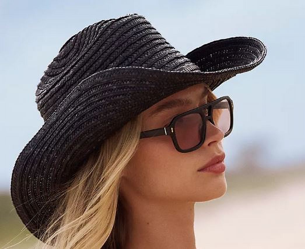 Fame Straw Cowboy Hat by Free People, Black, One Size  display picture 1