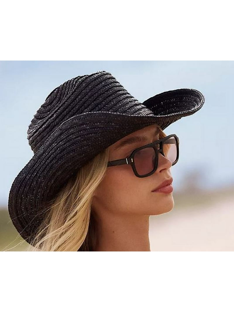 Fame Straw Cowboy Hat by Free People, Black, One Size  display picture 3