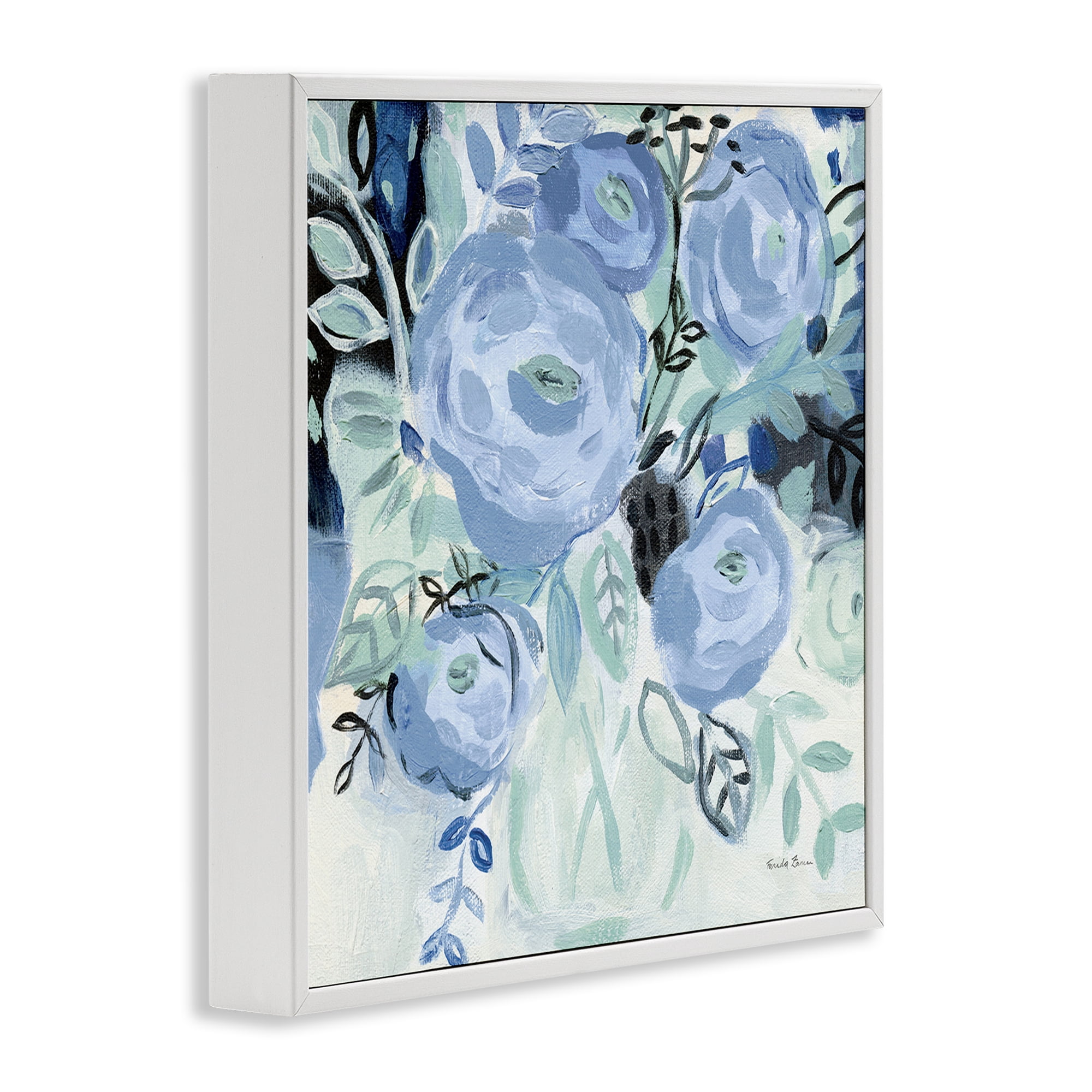Stupell Industries Blue Coastal Blooms Botanical & Floral Painting White Framed Art Print Wall Art, 24 x 24