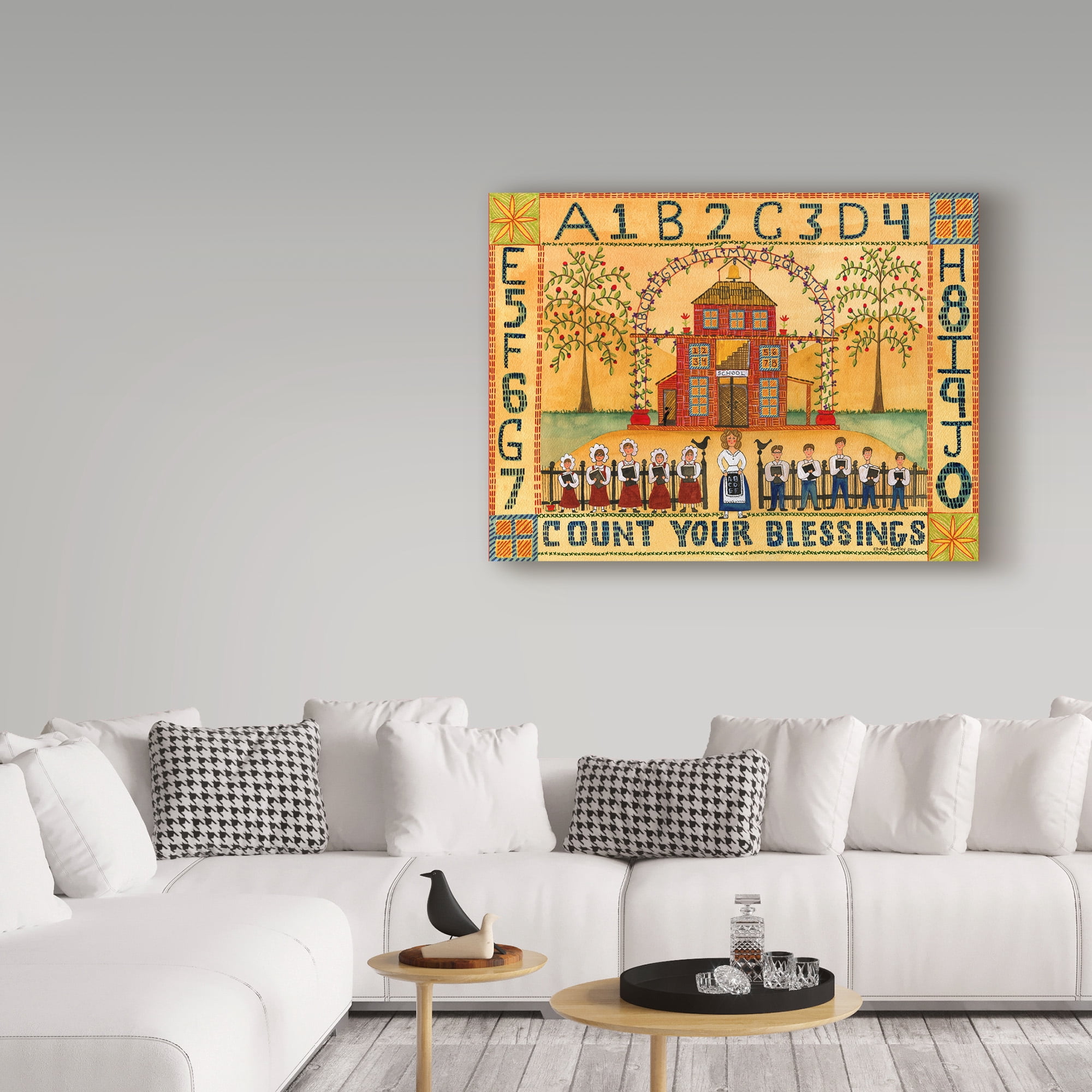 Trademark Fine Art 'Count Your Blessings School Sampler' Canvas Art by Cheryl Bartley