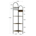 thumbnail image 6 of VECELO 5 Tier Corner Shelf Stand/Bookshelf with Hanging Hooks, 58 Inches Industrial Display Storage Rack with Metal Frame, Brown, 6 of 10