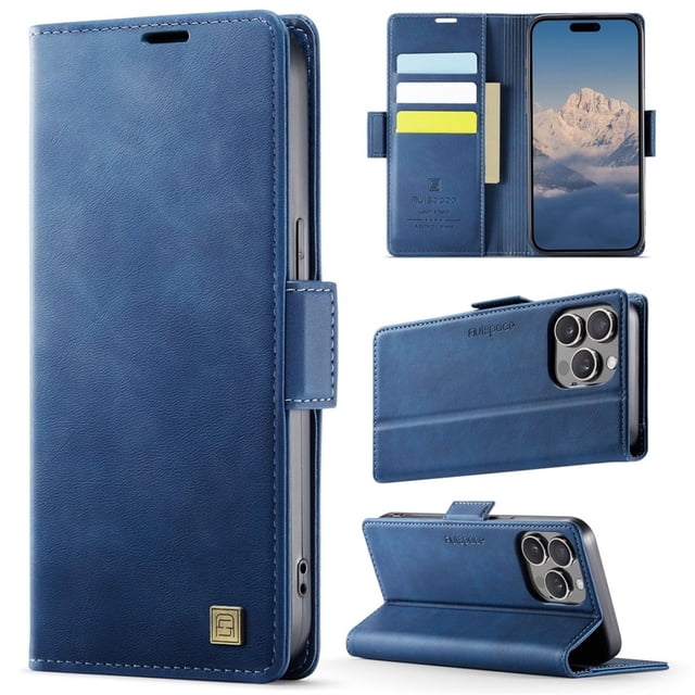 YEYKX for iPhone 12 Pro Funda para Teléfono con Billetera Magnética de 6,1 Pulgadas, Funda Protectora de Cuero con Función de Tarjetero, Funda con Tapa a Prueba de Golpes, Azul, for iPhone 12 Pro